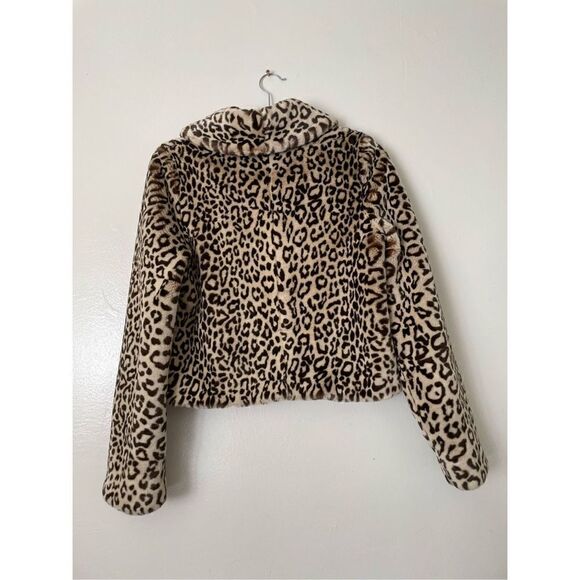 Velvet leopard print faux jacket coat size M - Picture 4 of 7
